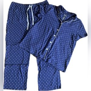 Croft & Barrow Navy Polka Dot Pajama Set with pockets. Women’s size XL